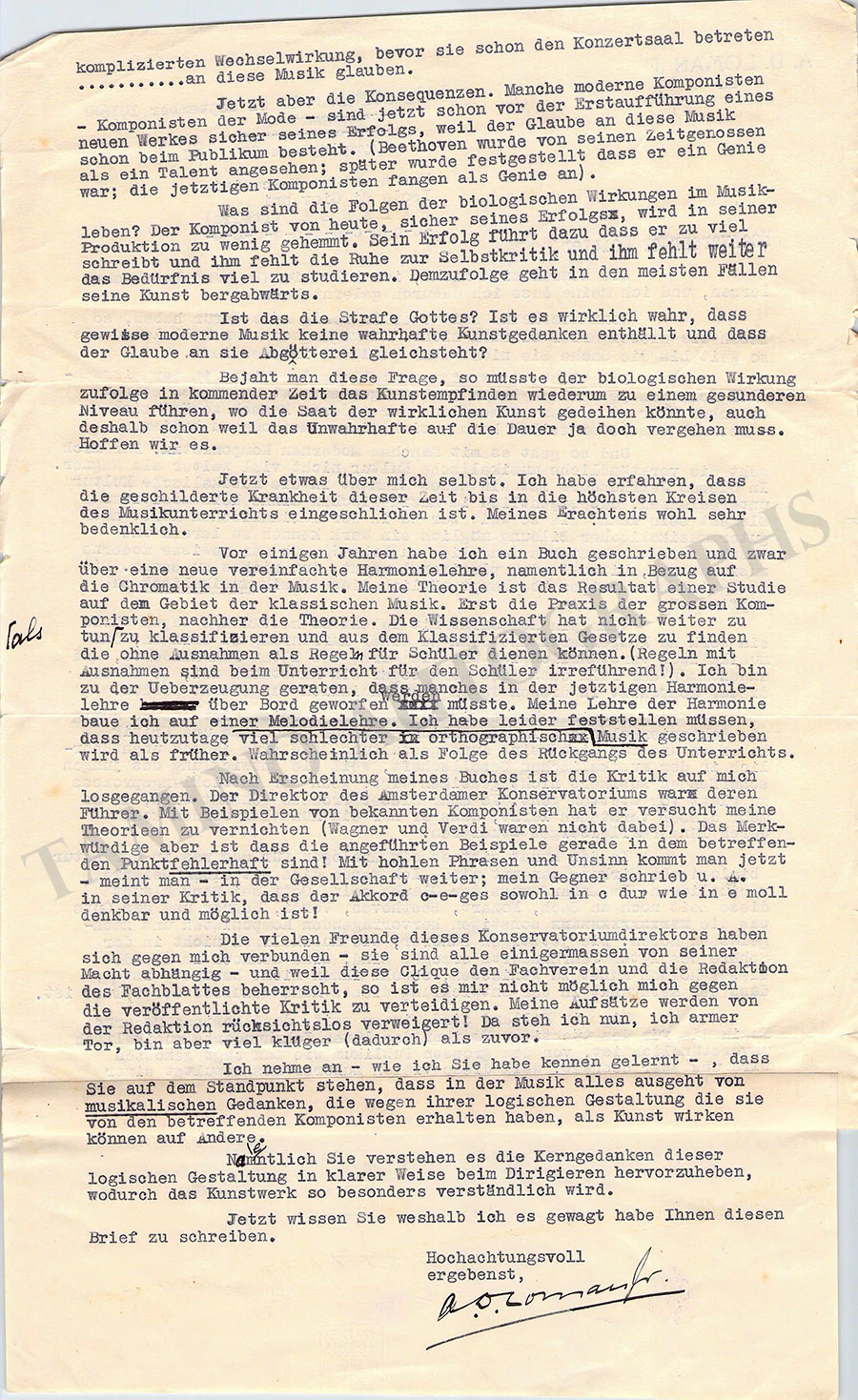 Dirk Loman Jr., Abraham - Typed Letter Signed 1936 to Arturo Toscanini - Image 2