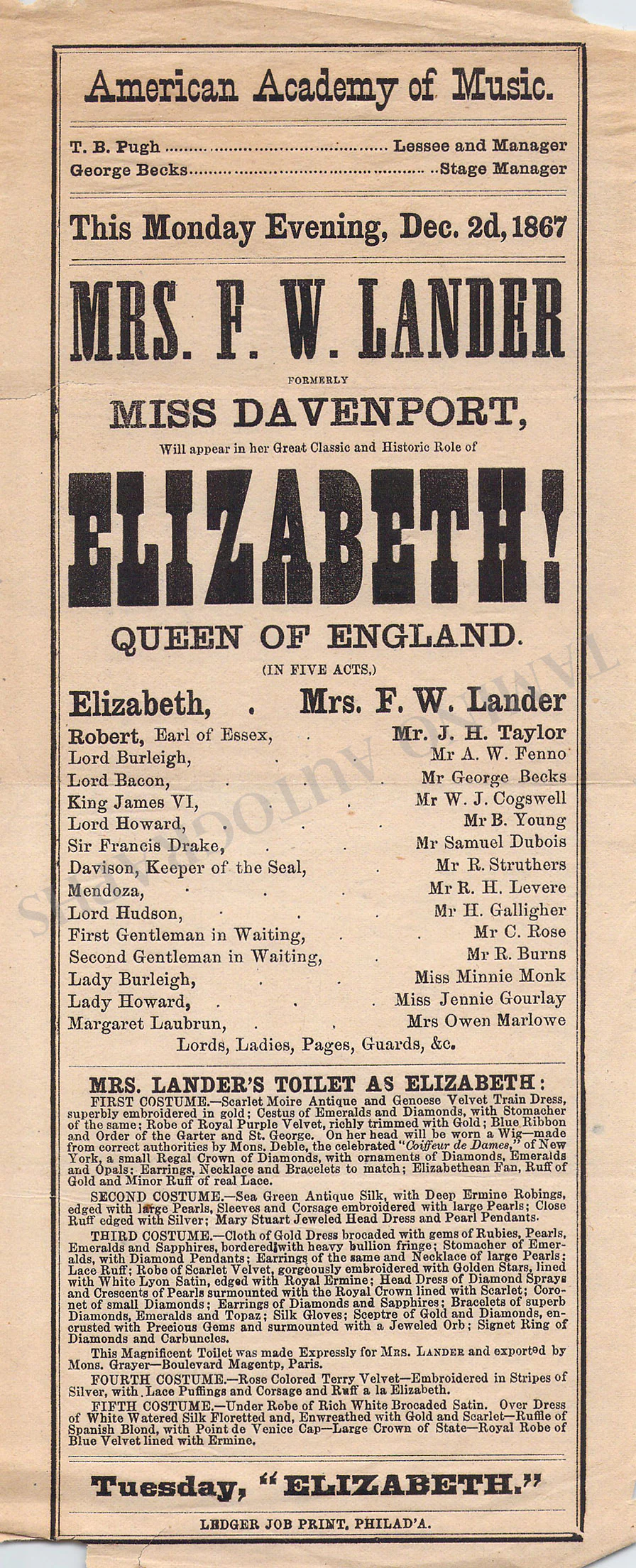 Academy of Music - Collection of 10 Opera & Theater Playbills 1860s - Image 6