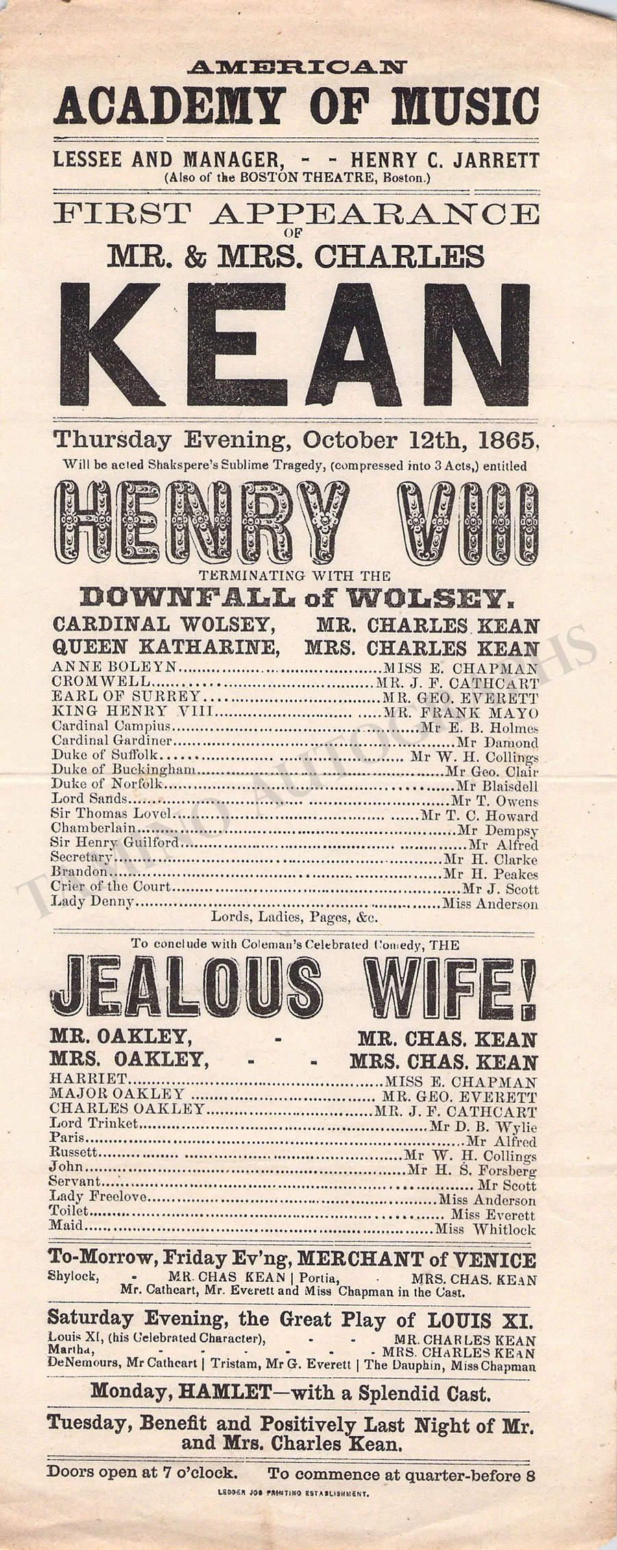 Academy of Music - Collection of 10 Opera & Theater Playbills 1860s - Image 7