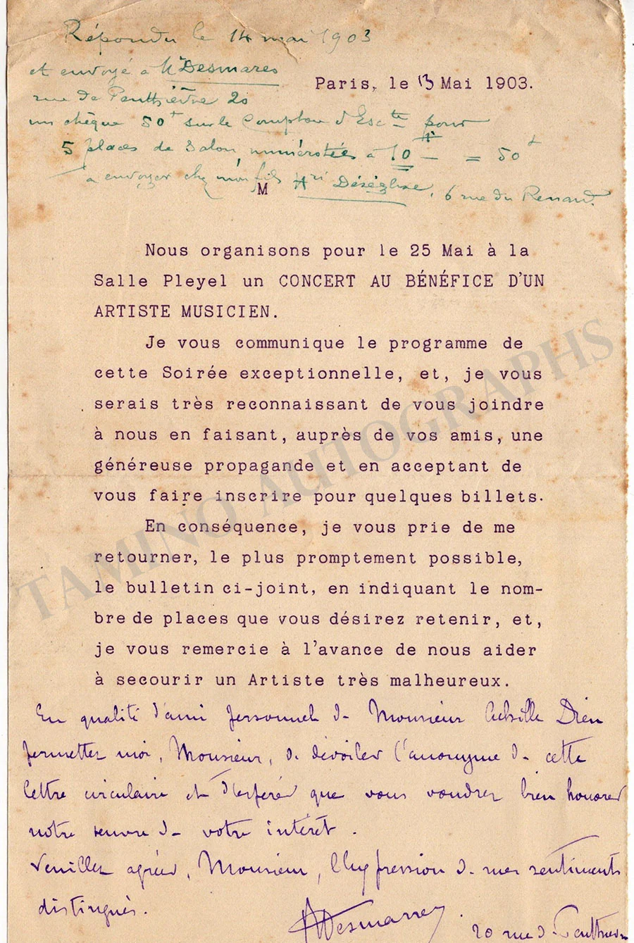 Dien, Achille - Autograph Letter Signed 1895 - Image 4