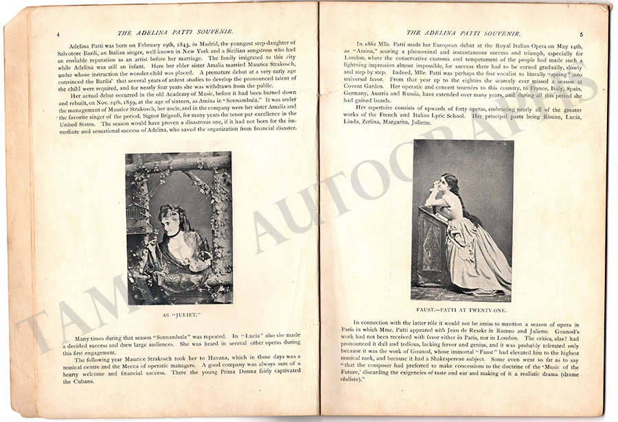 Patti, Adelina - Unsigned Concert, Recital & Opera Programs (Various Options) - Image 13