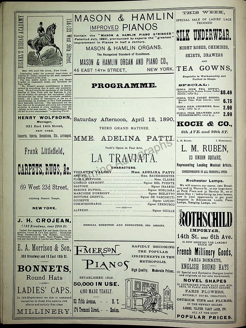 Patti, Adelina - Unsigned Concert, Recital & Opera Programs (Various Options) - Image 24