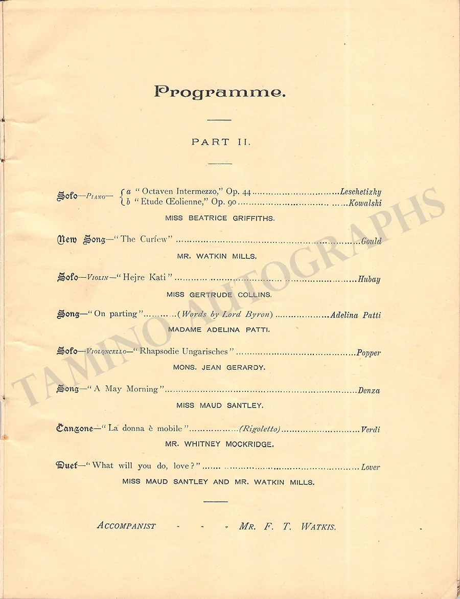 Patti, Adelina - Unsigned Concert, Recital & Opera Programs (Various Options) - Image 6
