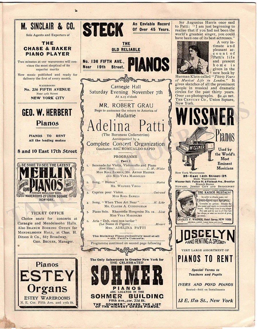 Patti, Adelina - Unsigned Concert, Recital & Opera Programs (Various Options) - Image 8
