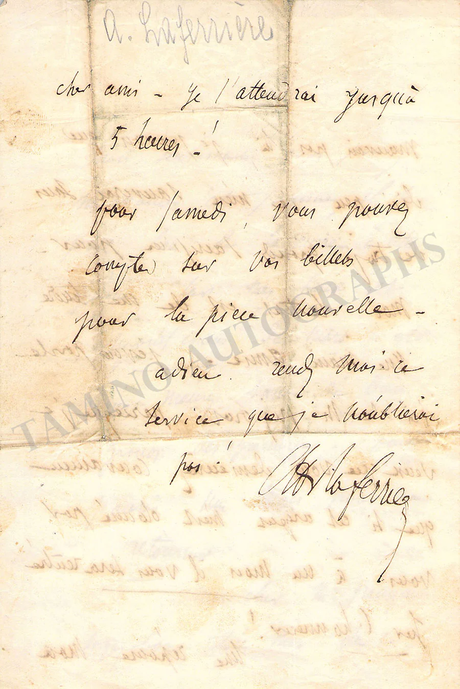 Laferriere, Adolphe - Autograph Letter Signed - Image 3