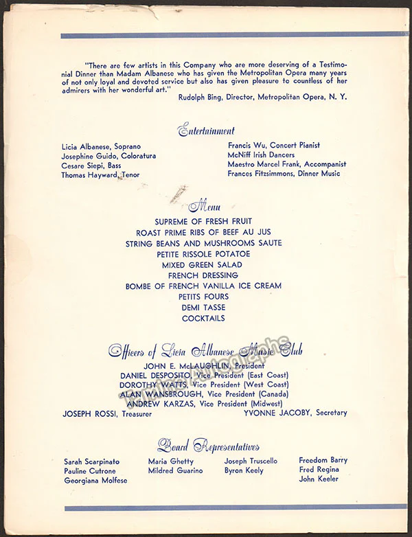 Albanese, Licia - Martinelli, Giovanni - Double Signed Program - Image 2