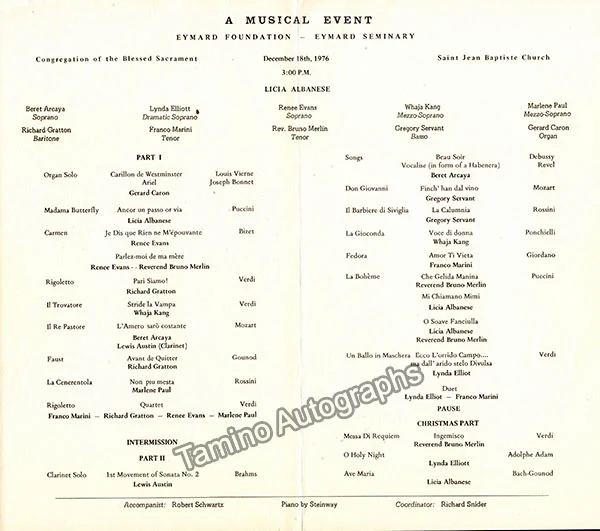 Albanese, Licia - Signed Program - Image 2