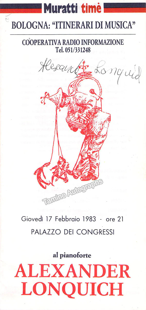Lonquich, Alexander - Signed Program Bologna 1983