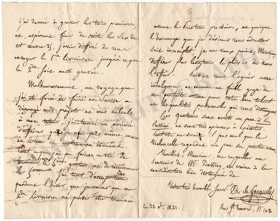 De Garaude, Alexis - Autograph Letter Signed 1821 - Image 2