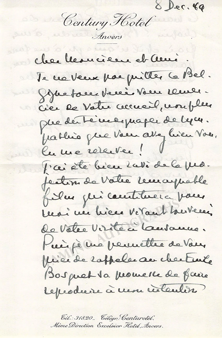 Cortot, Alfred - Autograph Letter Signed 1949