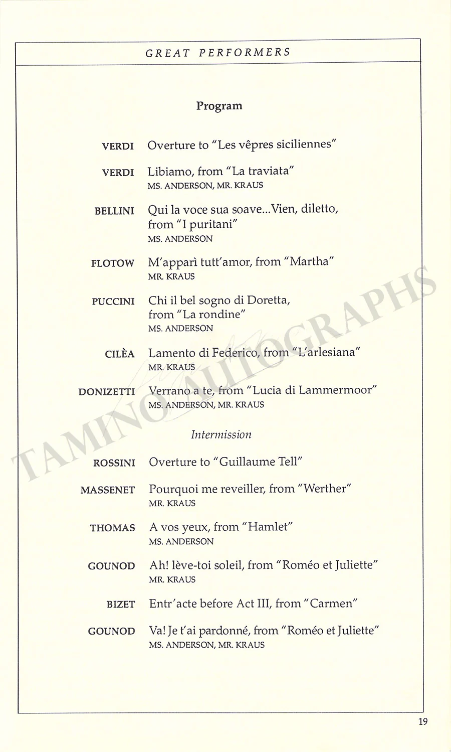 Kraus, Alfredo - Anderson, June - Signed Cast Page New York 1993 - Image 2