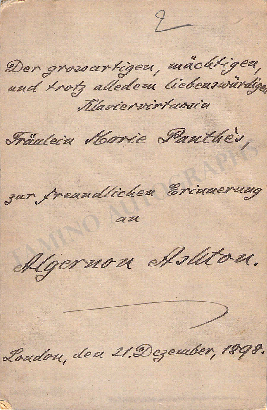 Ashton, Algernon - Signed Cabinet Photo 1898 - Image 2
