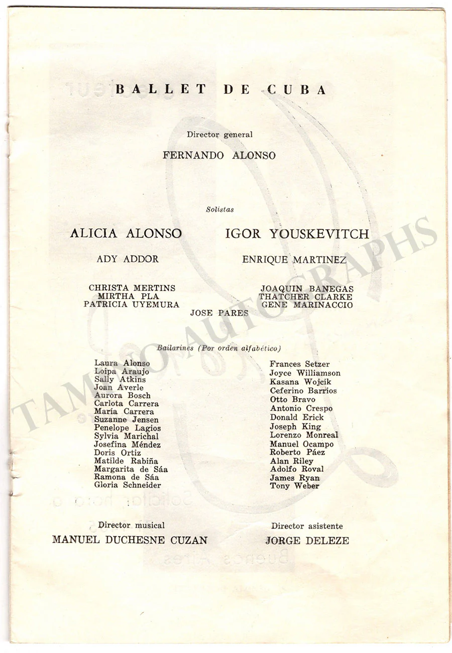 Alonso, Alicia - Alonso, Fernando - Yuskevitch, Igor - Signed Program Buenos Aires 1959 - Image 3
