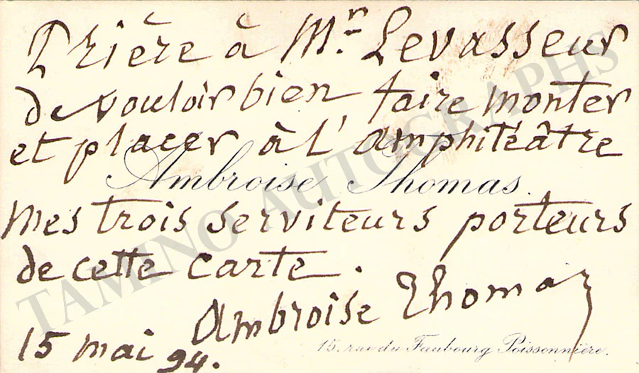 Thomas, Ambroise - Autograph Manuscripts (Various Options) - Image 11