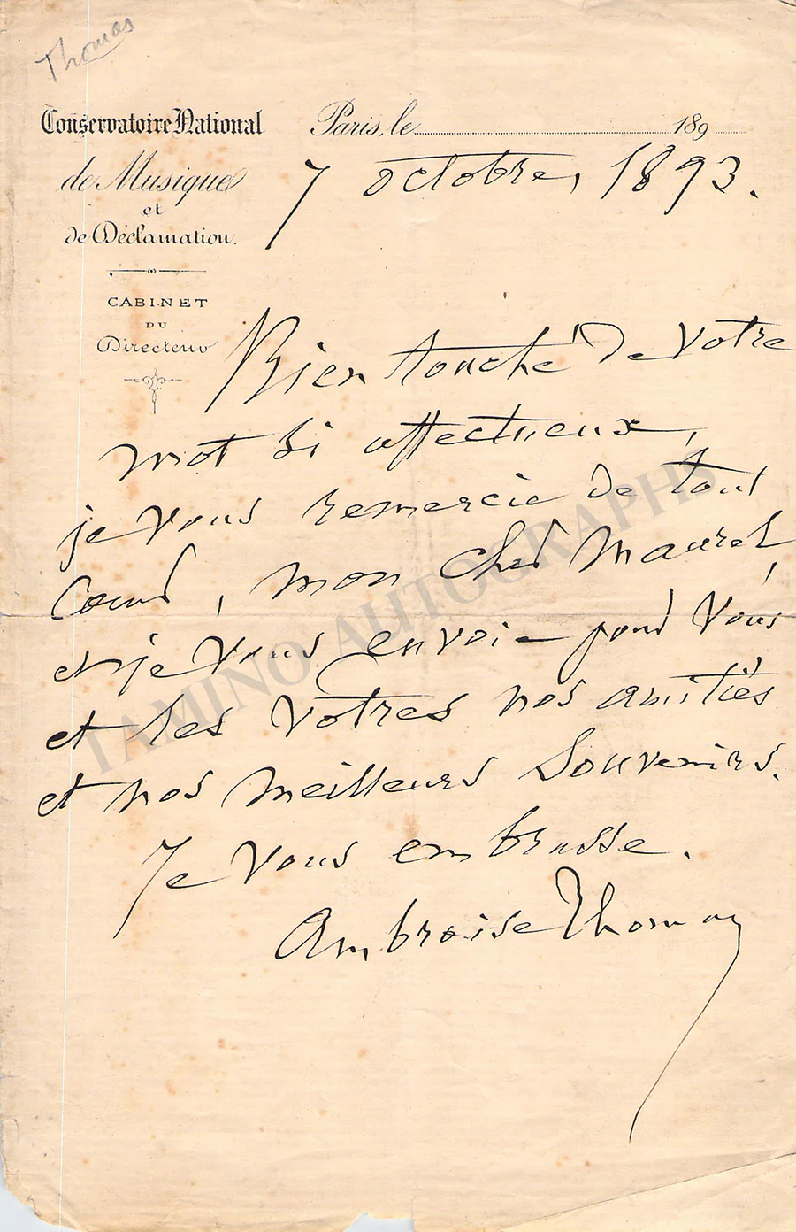 Thomas, Ambroise - Autograph Manuscripts (Various Options) - Image 3