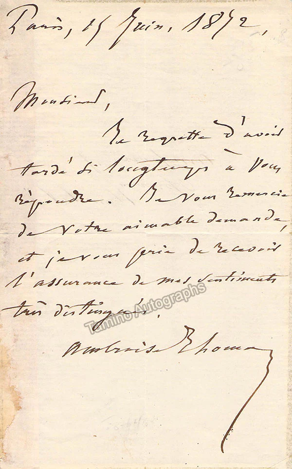 Thomas, Ambroise - Autograph Manuscripts (Various Options) - Image 6