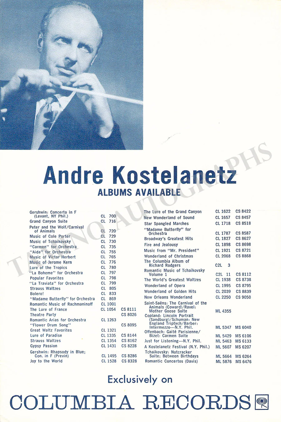 Kostelanetz, Andre - Autograph Music Quote Signed - Image 2