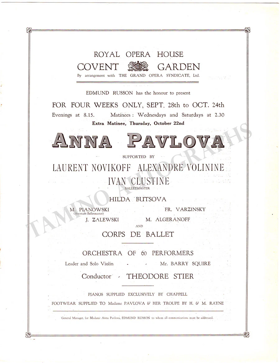 Pavlova, Anna - Signed Photograph - Image 2