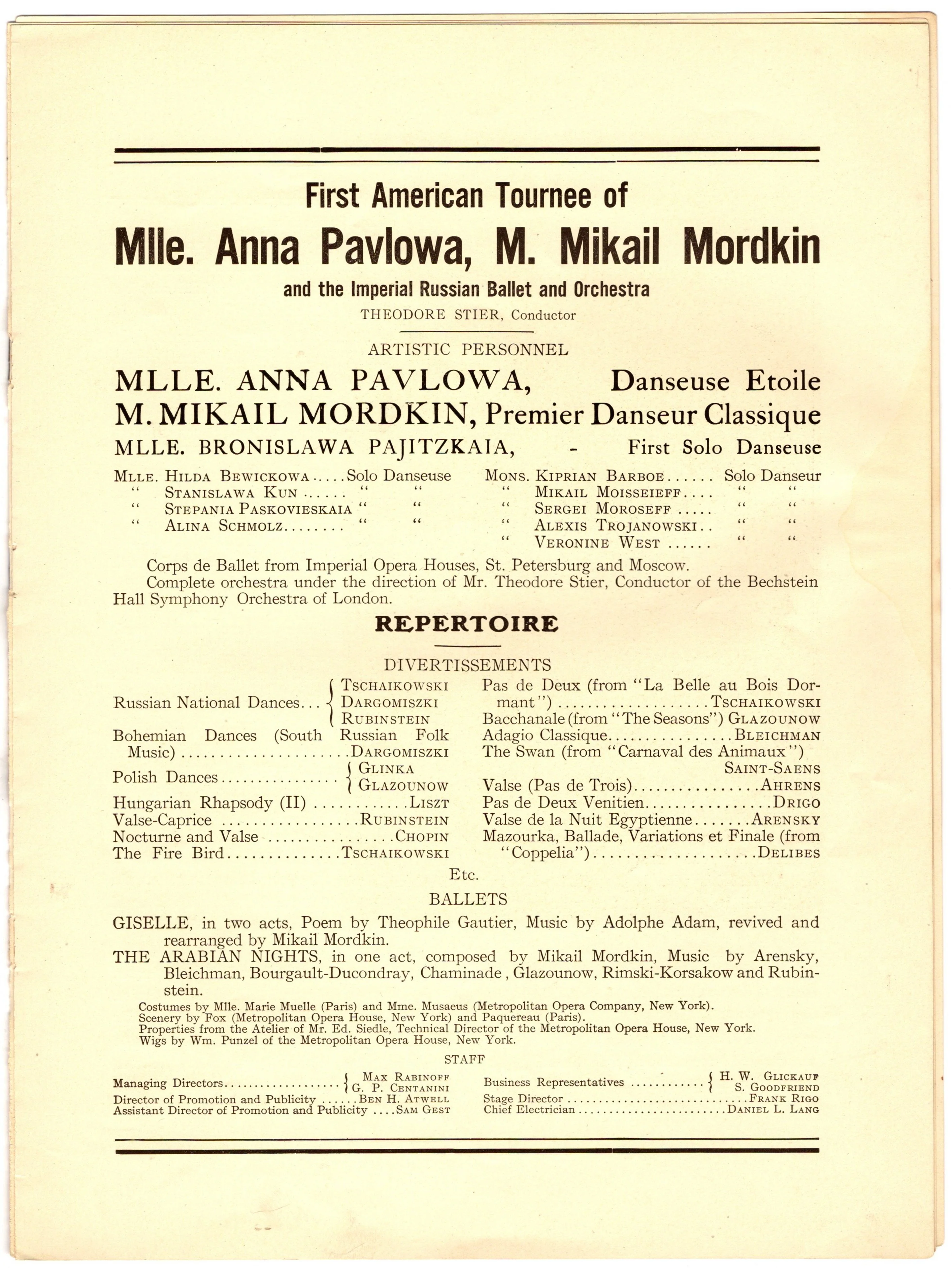Pavlova, Anna - Performance Booklet 1910 - Image 2