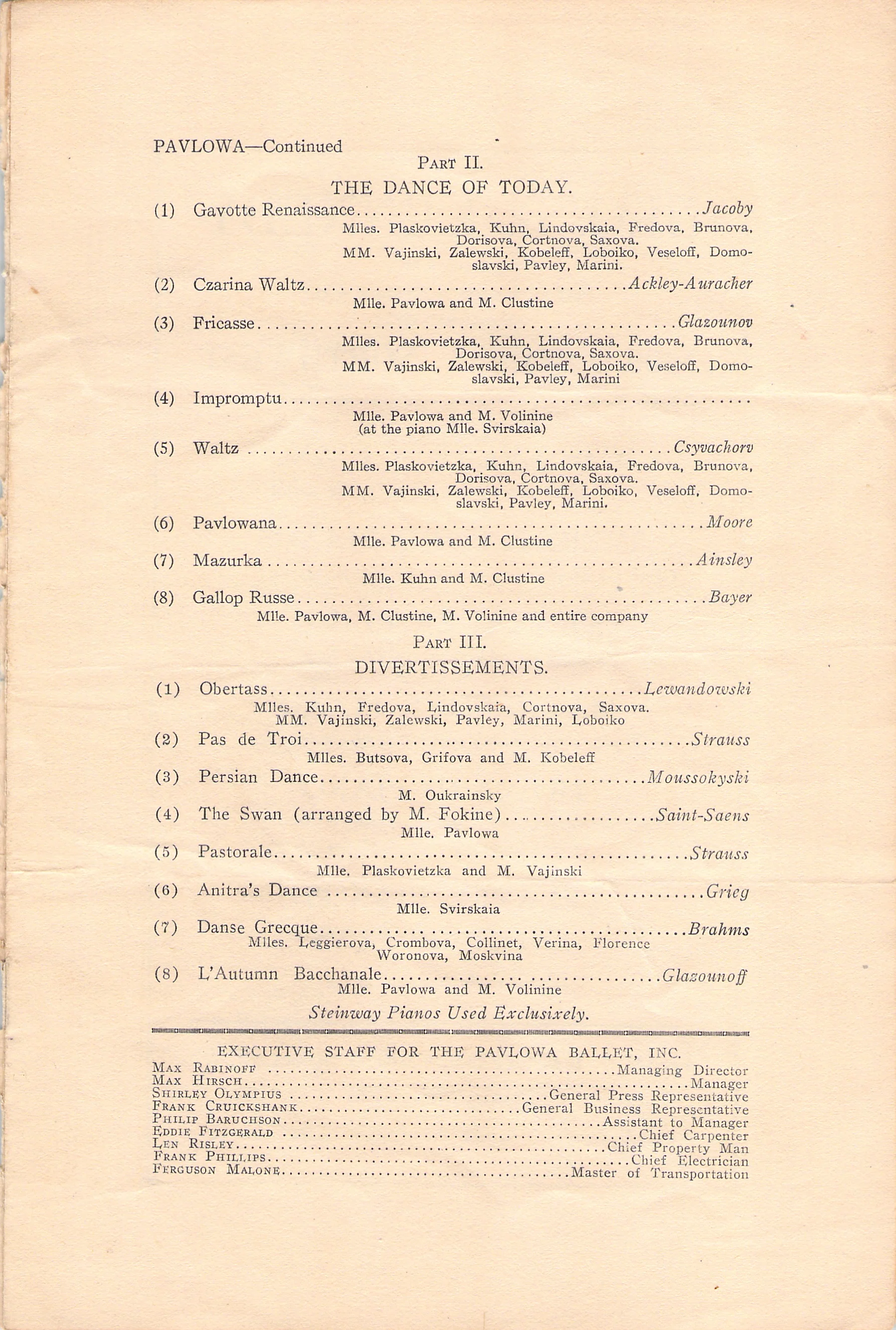 Pavlova, Anna - Performance Program Washington 1914 - Image 3