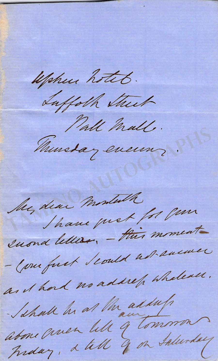 Trollope, Anthony - Autograph Letter Signed