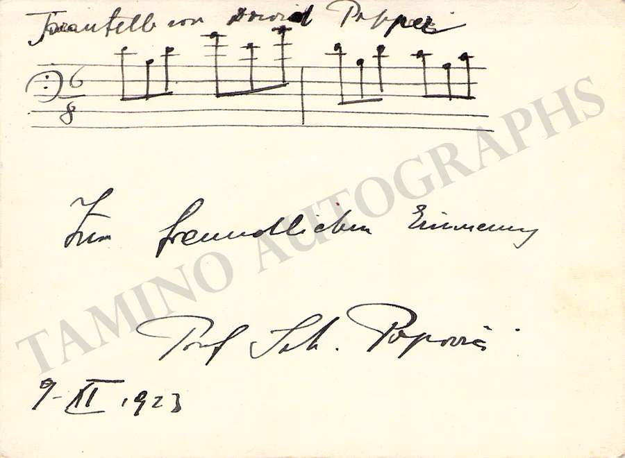 Popovici, Anton - Autograph Music Quote Signed 1923 - Image 2