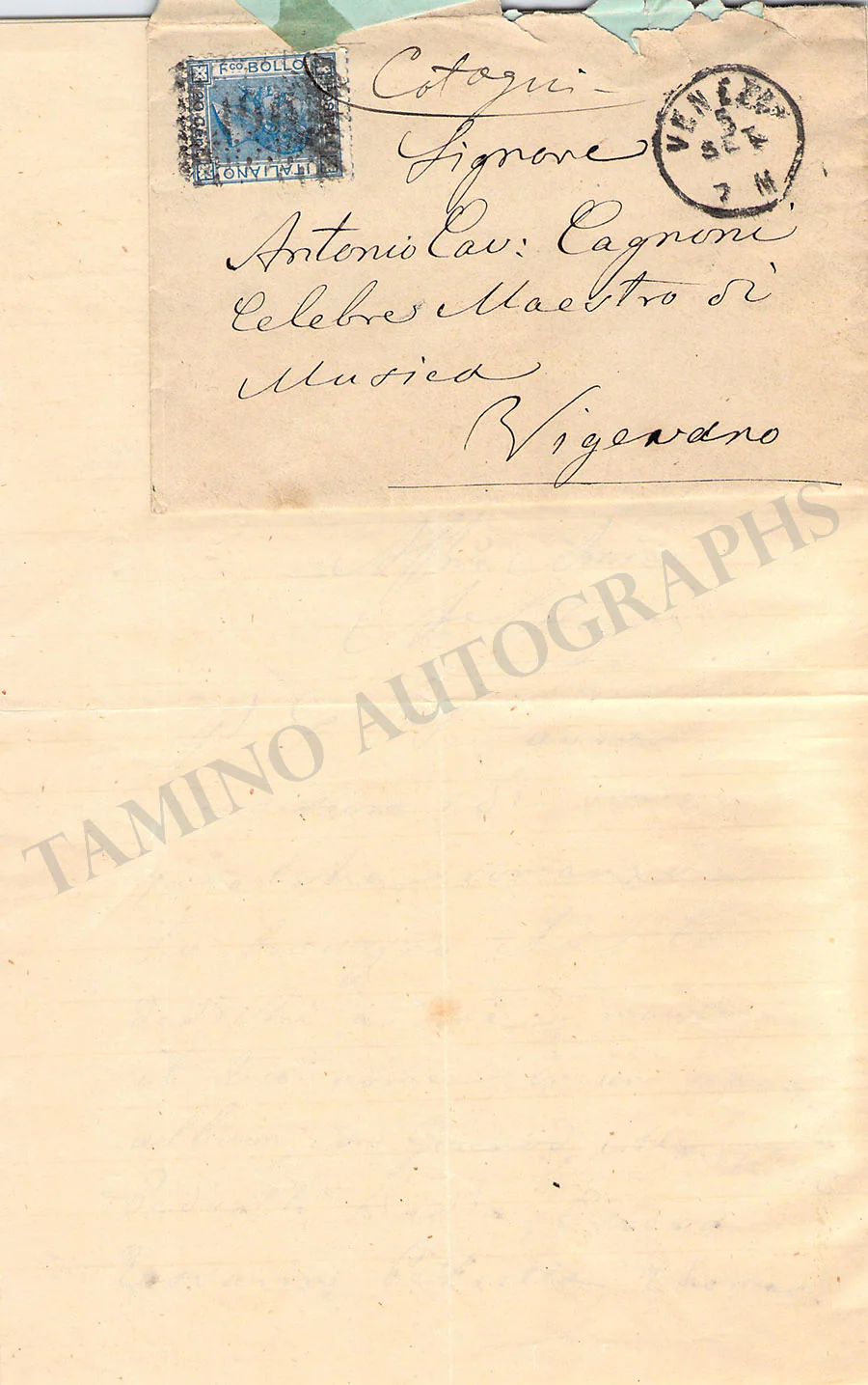 Cotogni, Antonio - Autograph Letter Signed 1872 - Image 3