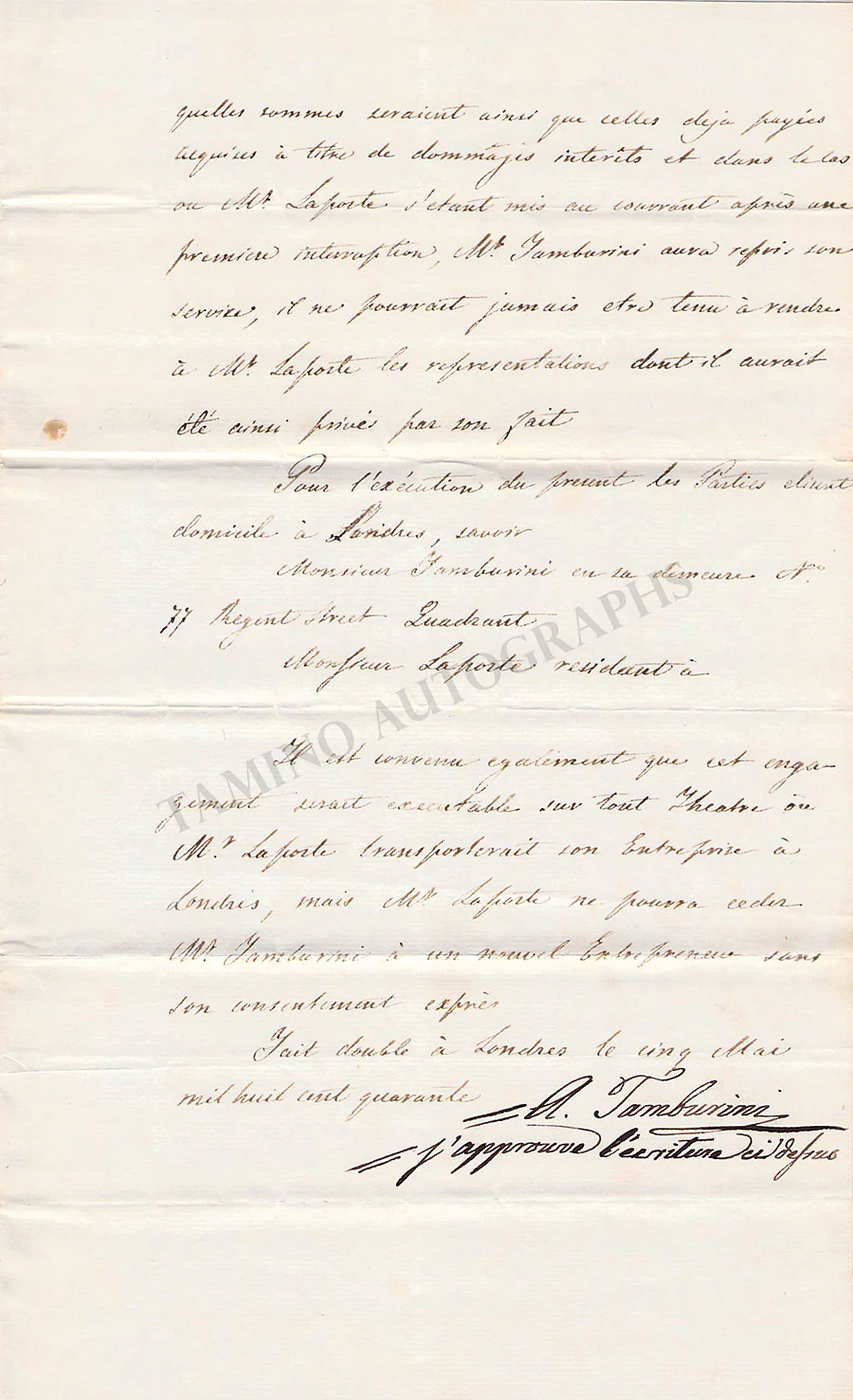 Tamburini, Antonio - Riot-related Documents & Signed Contract - Image 3