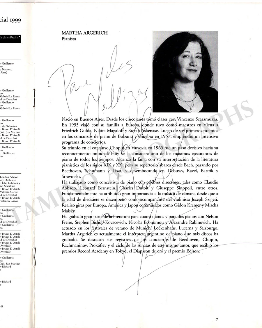 Argerich, Martha - Freire, Nelson - Signed Program Buenos Aires 1999 - Image 3