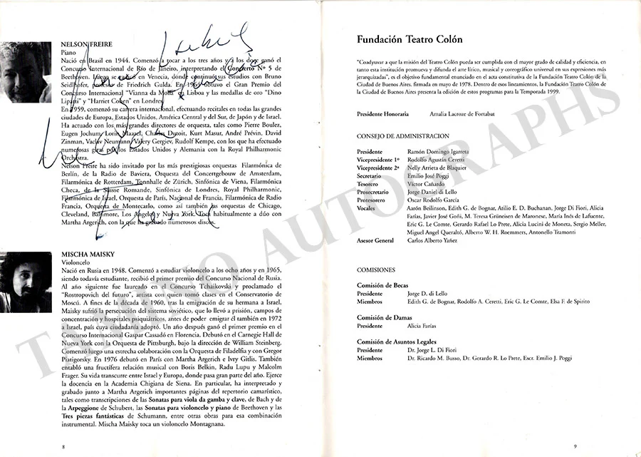 Argerich, Martha - Freire, Nelson - Signed Program Buenos Aires 1999 - Image 4
