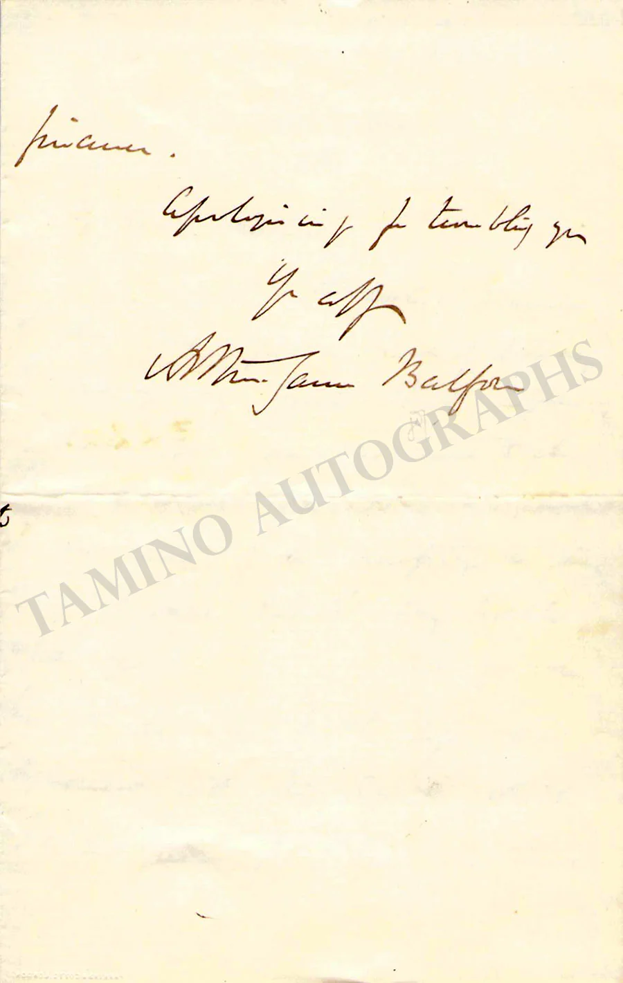 Balfour, Arthur James - Autograph Letter Signed 1875 - Image 3