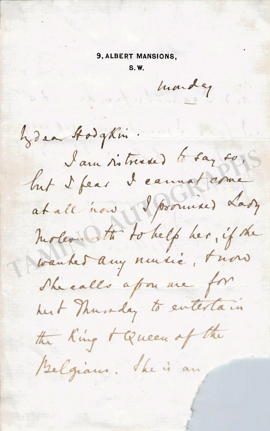 Sullivan, Arthur - Autograph Letter Signed