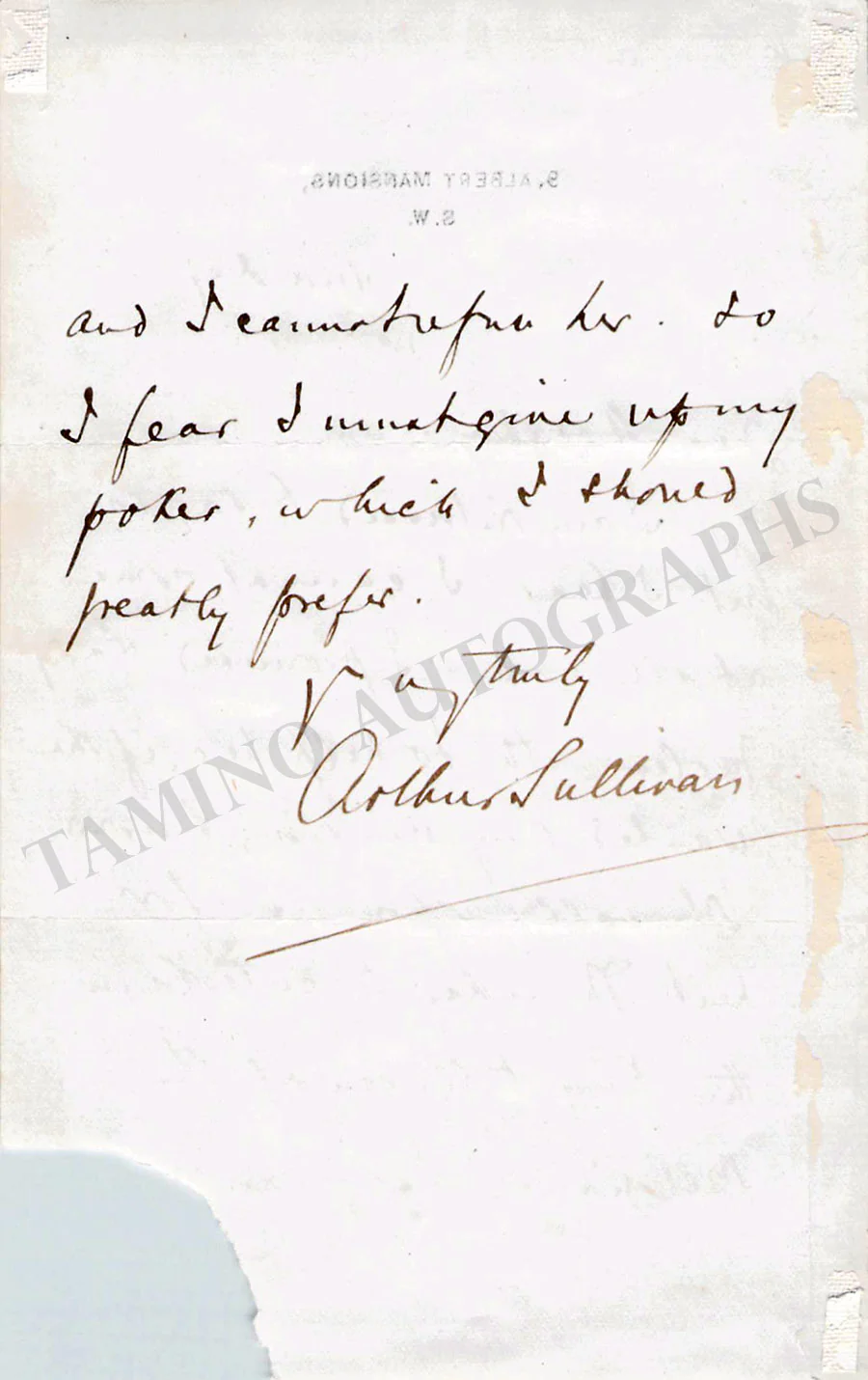 Sullivan, Arthur - Autograph Letter Signed - Image 2