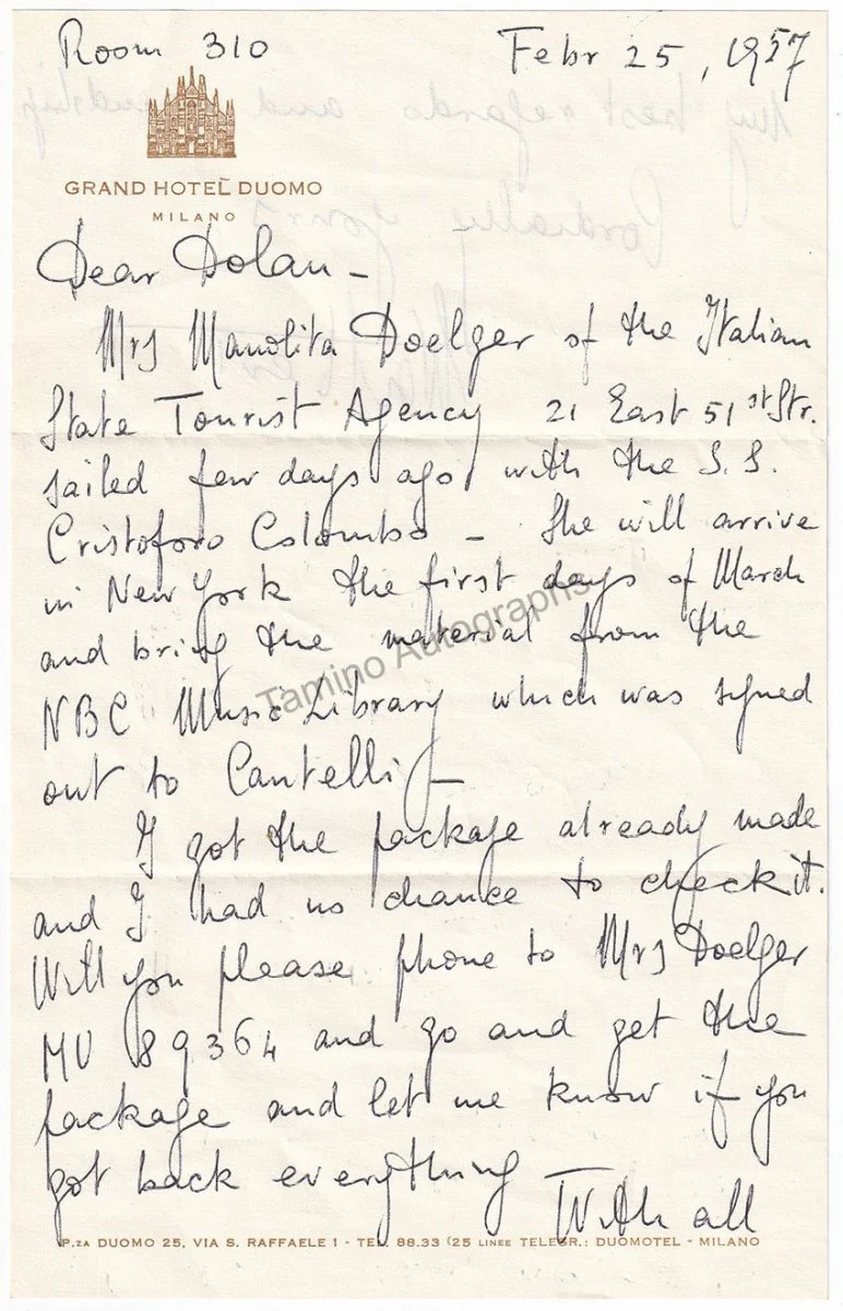 Toscanini, Arturo - His Baton + Autograph Letter Signed by Walter Toscanini - Image 2