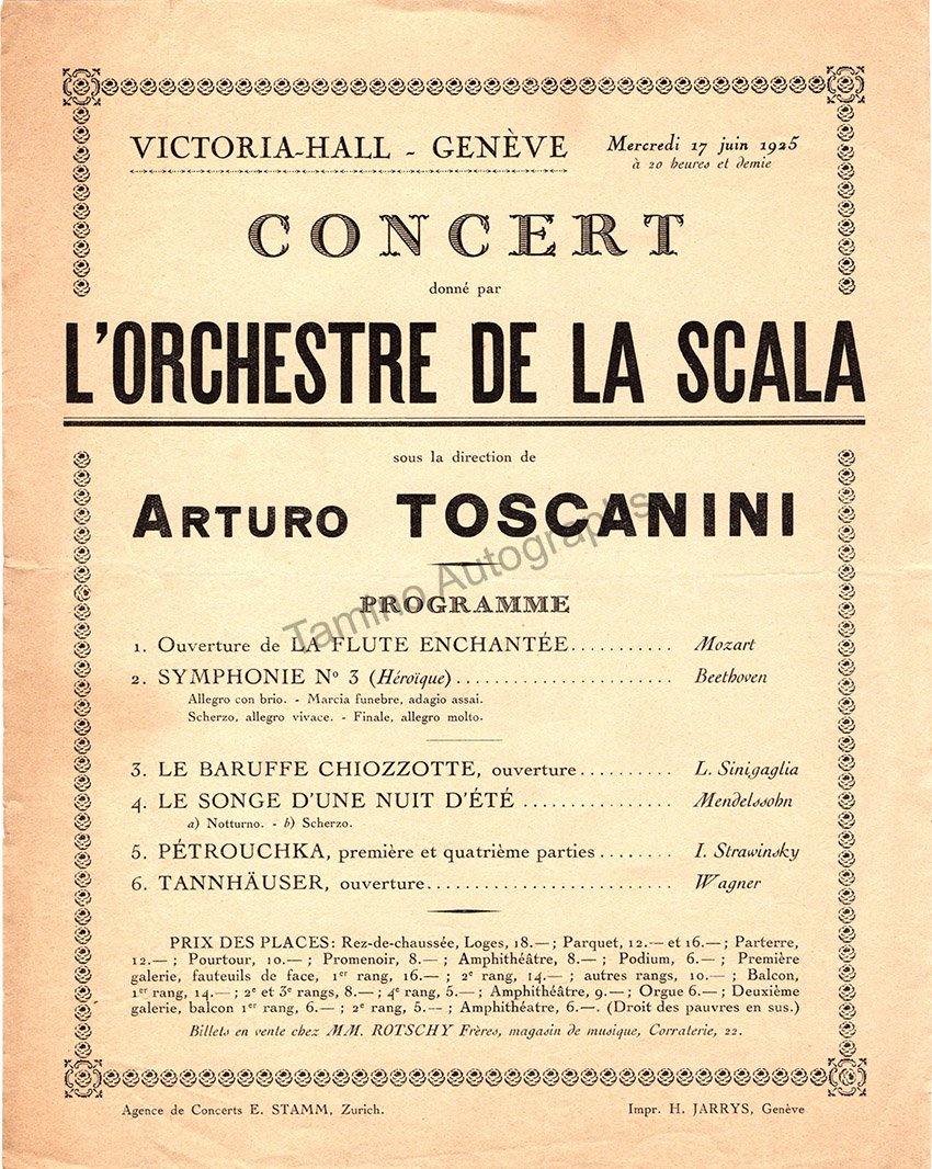 Toscanini, Arturo - Program and Playbill Collection 1915-1930