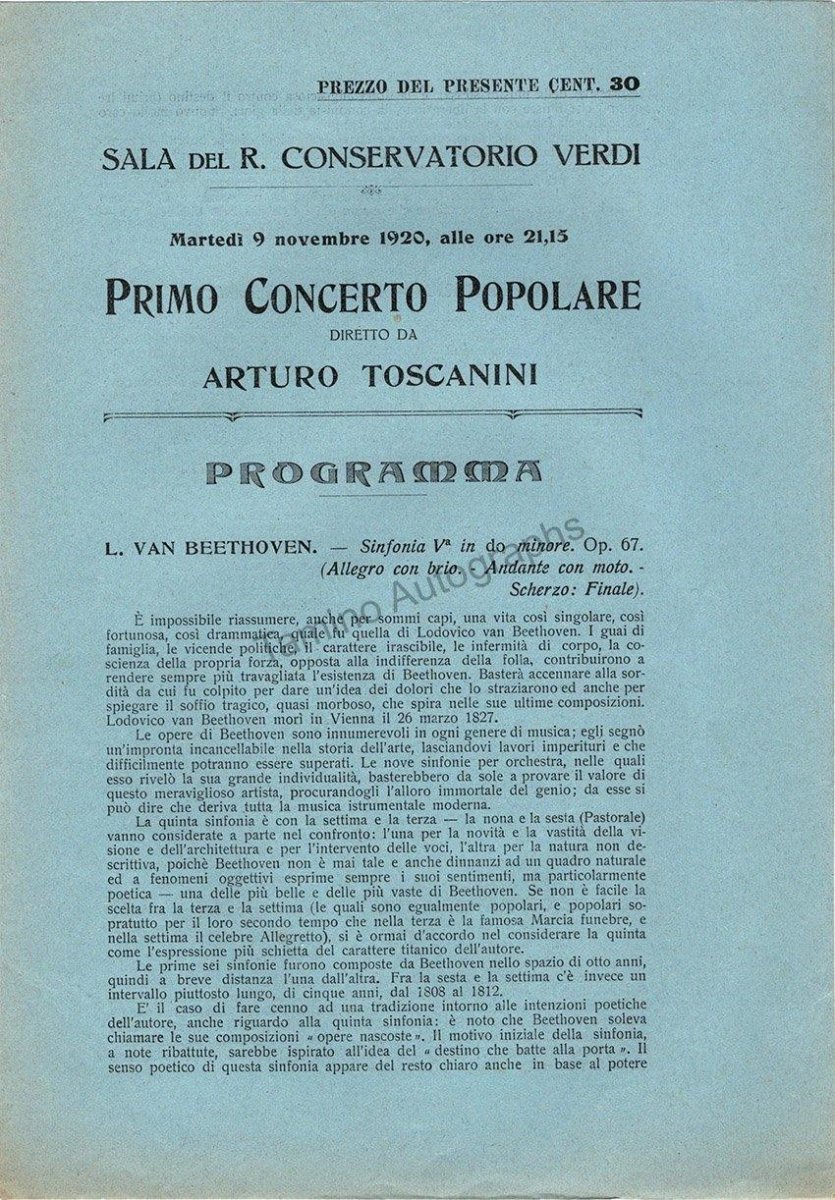 Toscanini, Arturo - Program and Playbill Collection 1915-1930 - Image 14