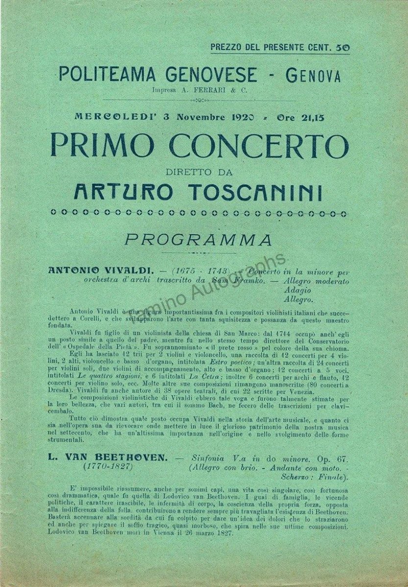 Toscanini, Arturo - Program and Playbill Collection 1915-1930 - Image 17