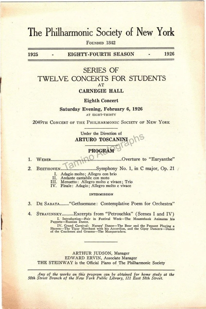 Toscanini, Arturo - Program and Playbill Collection 1915-1930 - Image 6