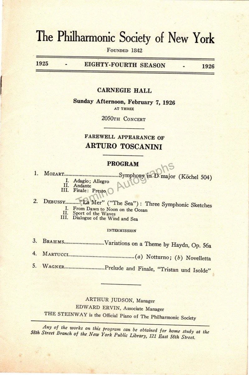 Toscanini, Arturo - Program and Playbill Collection 1915-1930 - Image 7