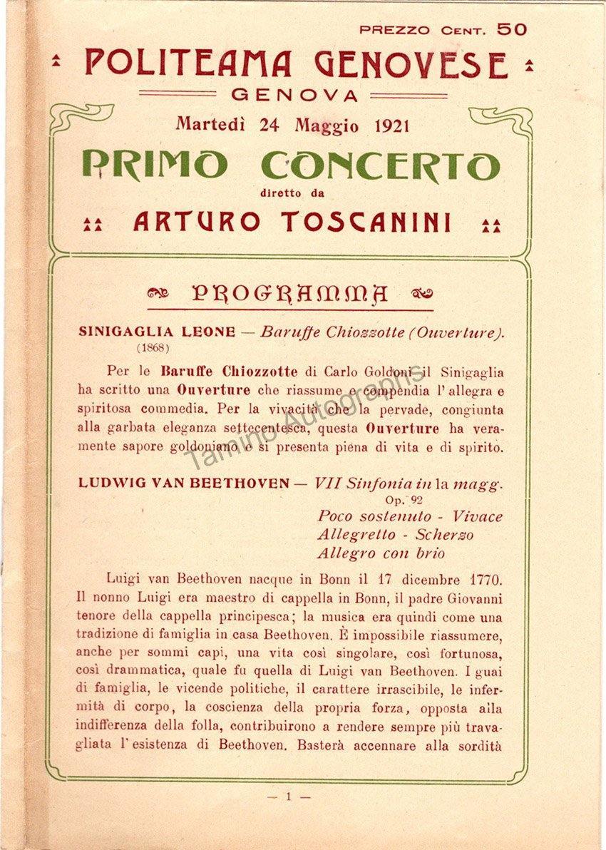 Toscanini, Arturo - Program and Playbill Collection 1915-1930 - Image 9