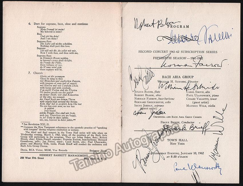 Bach Aria Group - Signed Programs New York 1954-1968 - Image 21