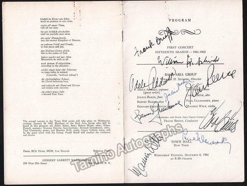 Bach Aria Group - Signed Programs New York 1954-1968 - Image 4