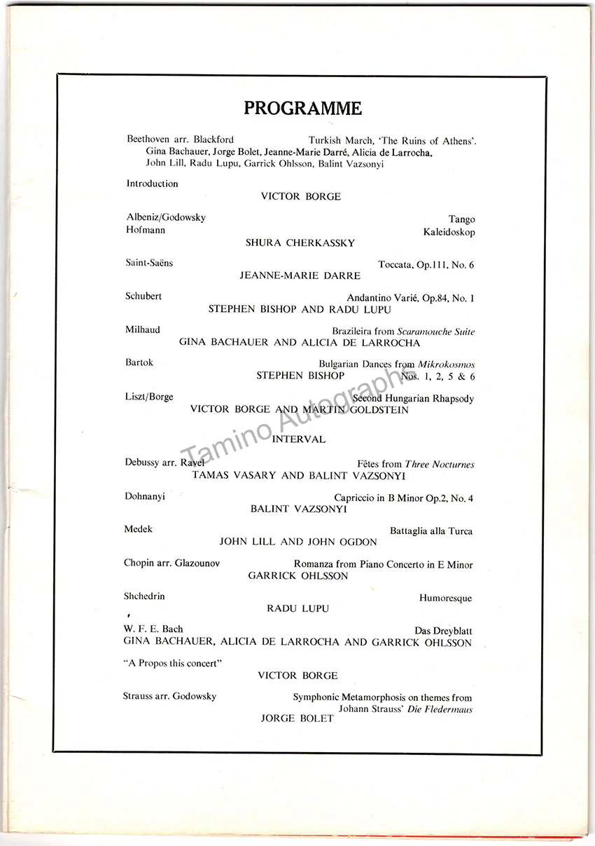 Bachauer, Gina - De Larrocha, Alicia - Lupu, Radu - Bolet, Jorge & Others - Signed Program London 1974 - Image 3