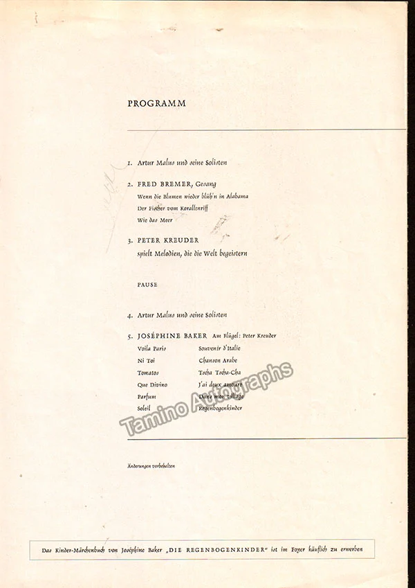 Baker, Josephine - Signed Program - Image 2