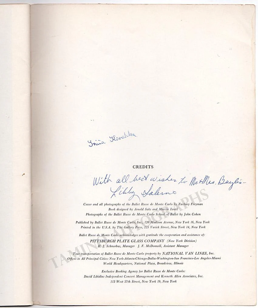 Ballet Russe de Monte Carlo - Season Booklet 1957-58 Signed by Many - Image 13