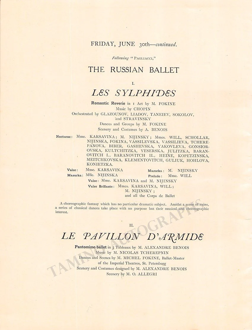 Ballet Russe - Program with Karsavina & Nijinski London 1911 + Pagliacci - Image 2