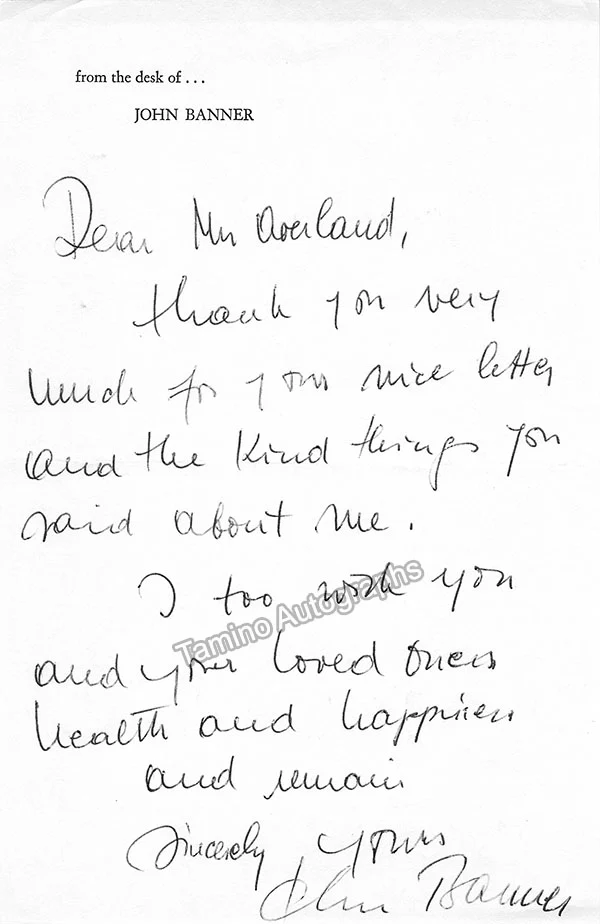 Banner, John - Autograph Note Signed