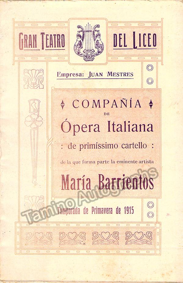 Barrientos, Maria - Teatro del Liceo Programs 1913-1915 - Image 4
