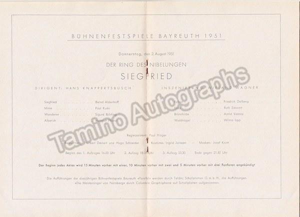 Bayreuth Festival 1951 - Set of 4 Programs Der Ring - Image 3