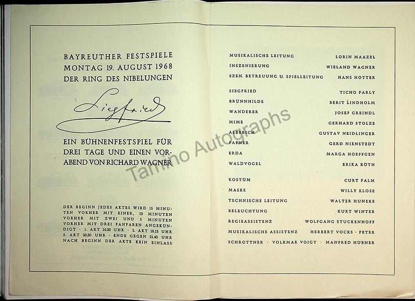 Bayreuth Festival Programs 1968-1971 (Various Programs) - Image 16